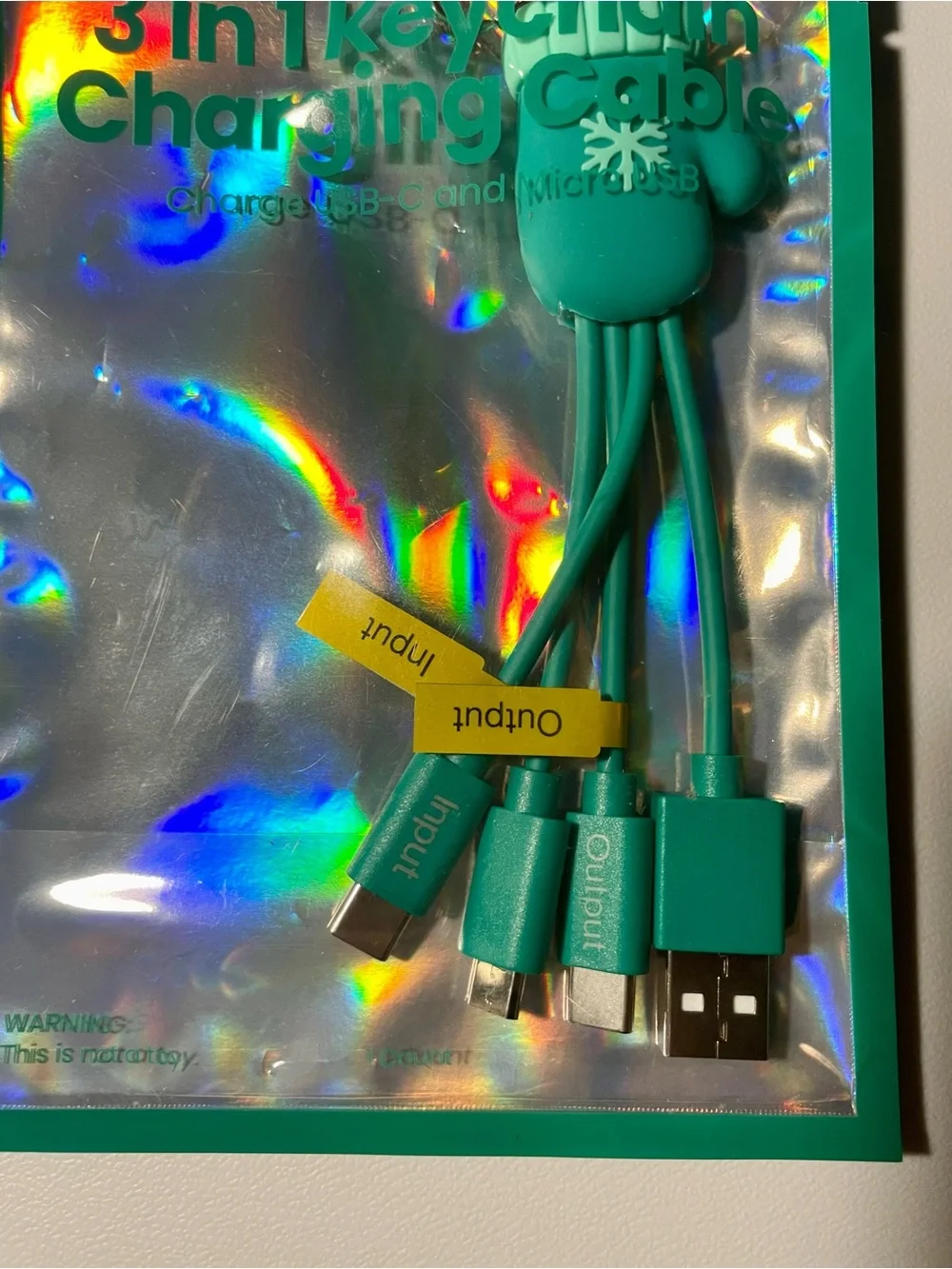 NWT Target Bullseye Playground Mitten 3in1 Keychain Charging Cable 15W Teal